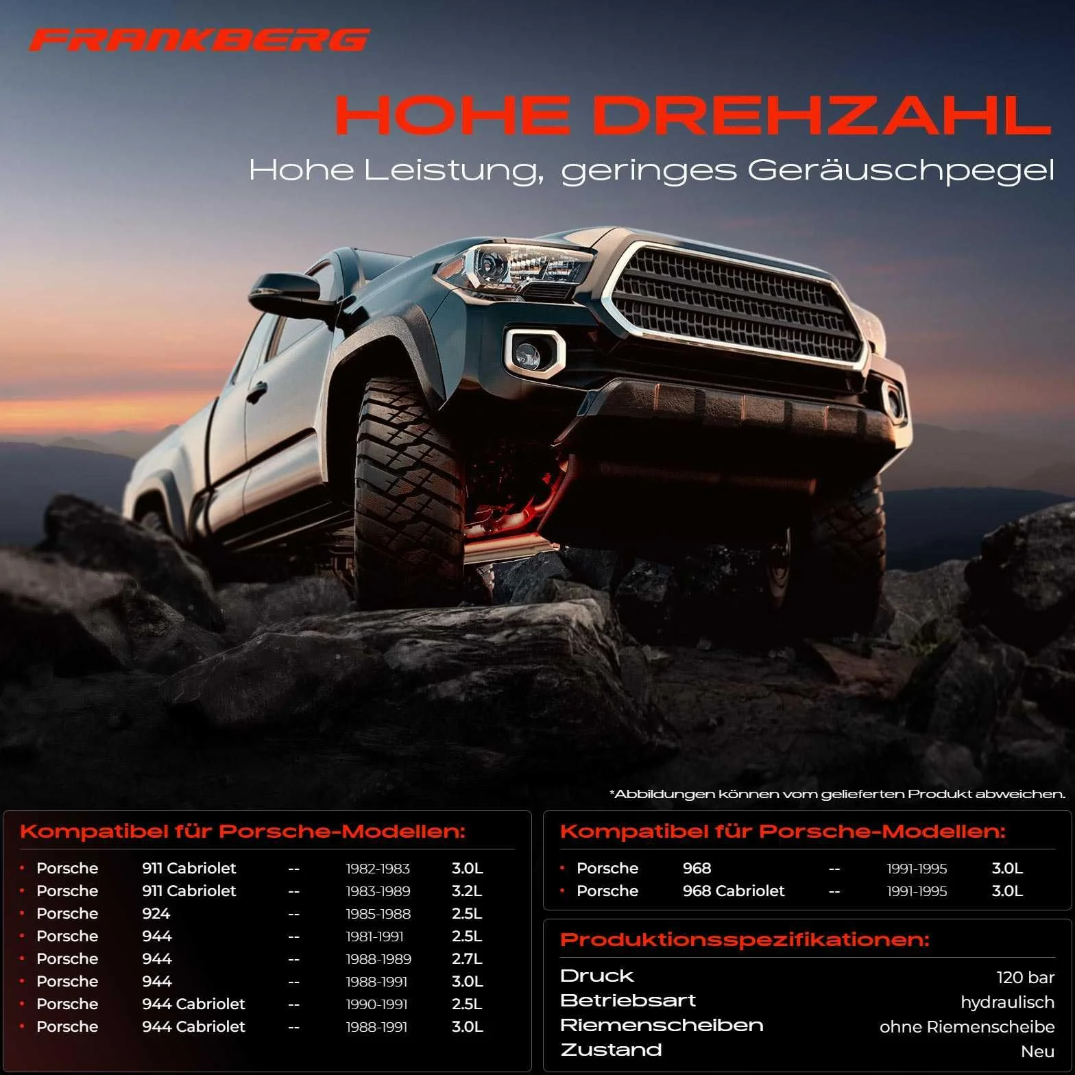 Frankberg Hydrauliczna pompa sterująca kompatybilna z 911 3.0L-3.2L 1982-1989 924 2,5L 1985-1988 944 2,5L-3.0L 1981-1991 968 3,0L 1991-1995