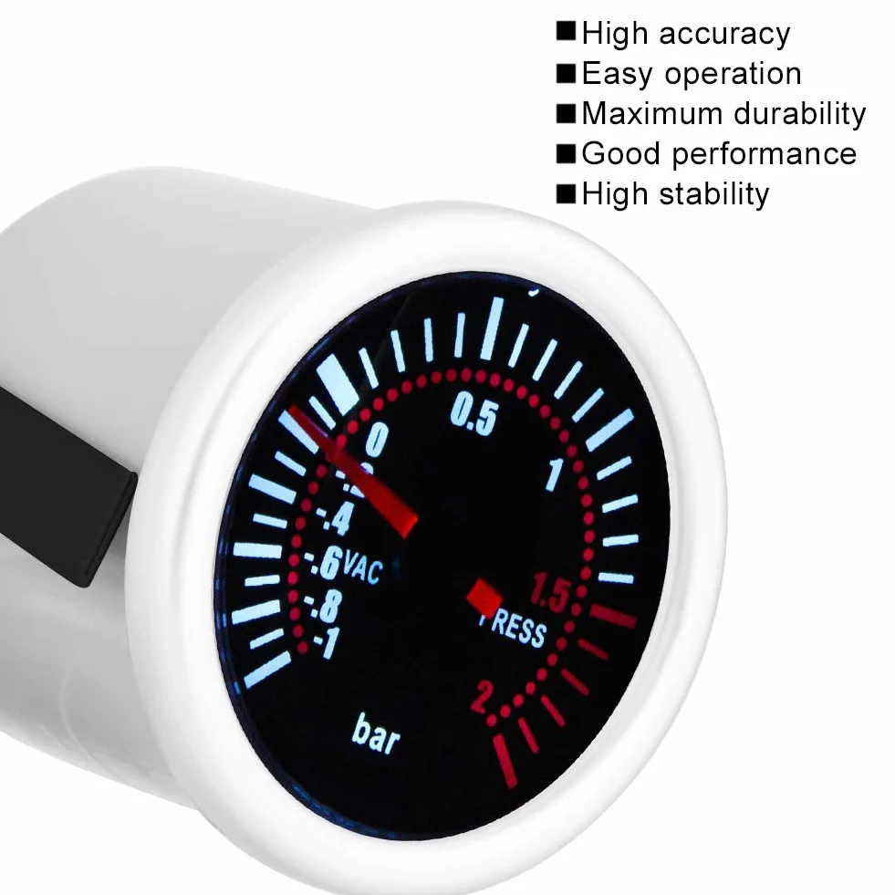 Qiilu 2" samochodowy Turbo Boost Gauge, uniwersalny 12 V LED cyfrowy miernik turboost PSI