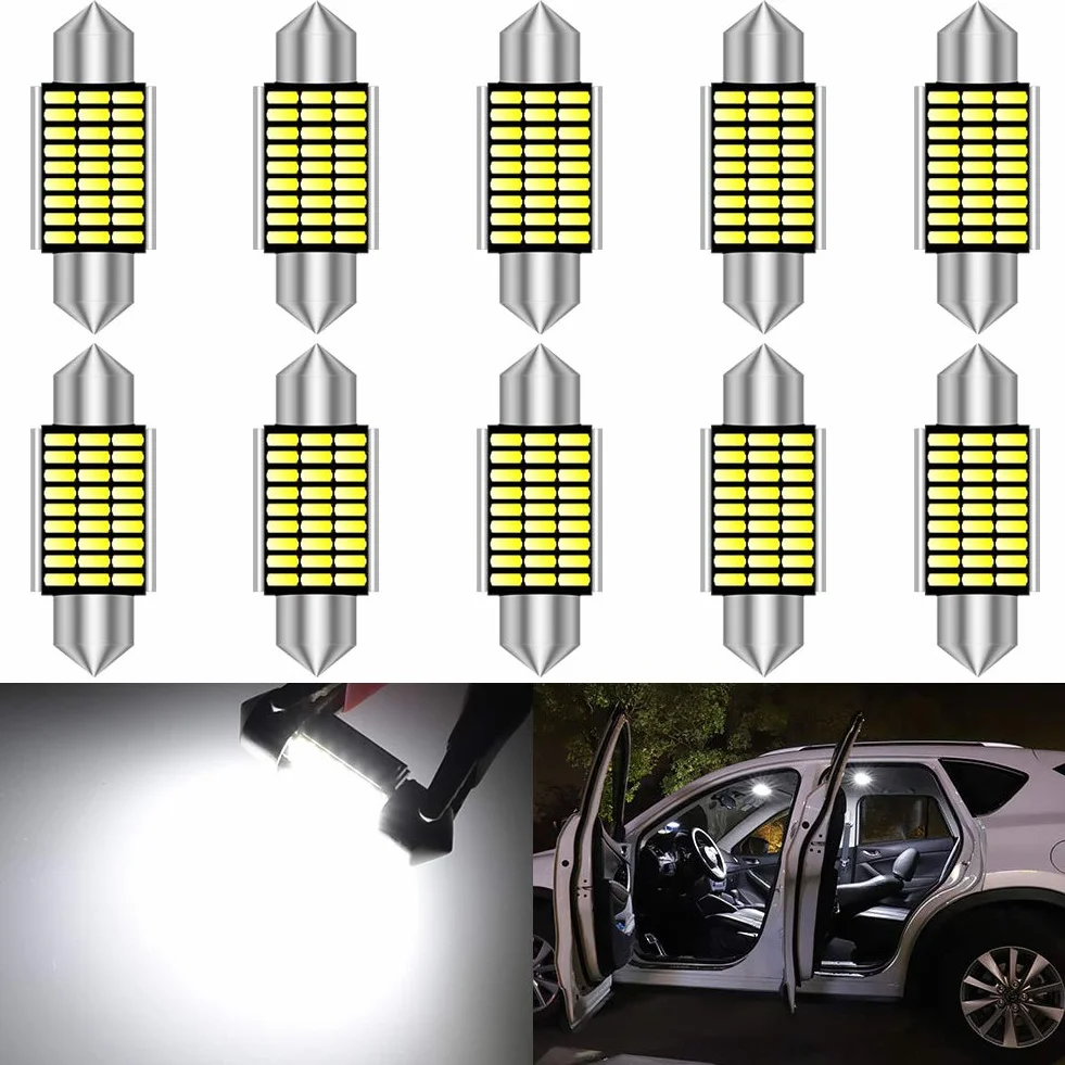 KATUR 36 mm Festoon C5W żarówki LED, 6000 K, białe światło, super jasne chipsety, Canbus, bez błędów, do 6418, 6461, 6486X, 6411, 6418, 6451, wewnętrzne oświetlenie tablicy rejestracyjnej (10 szt.,