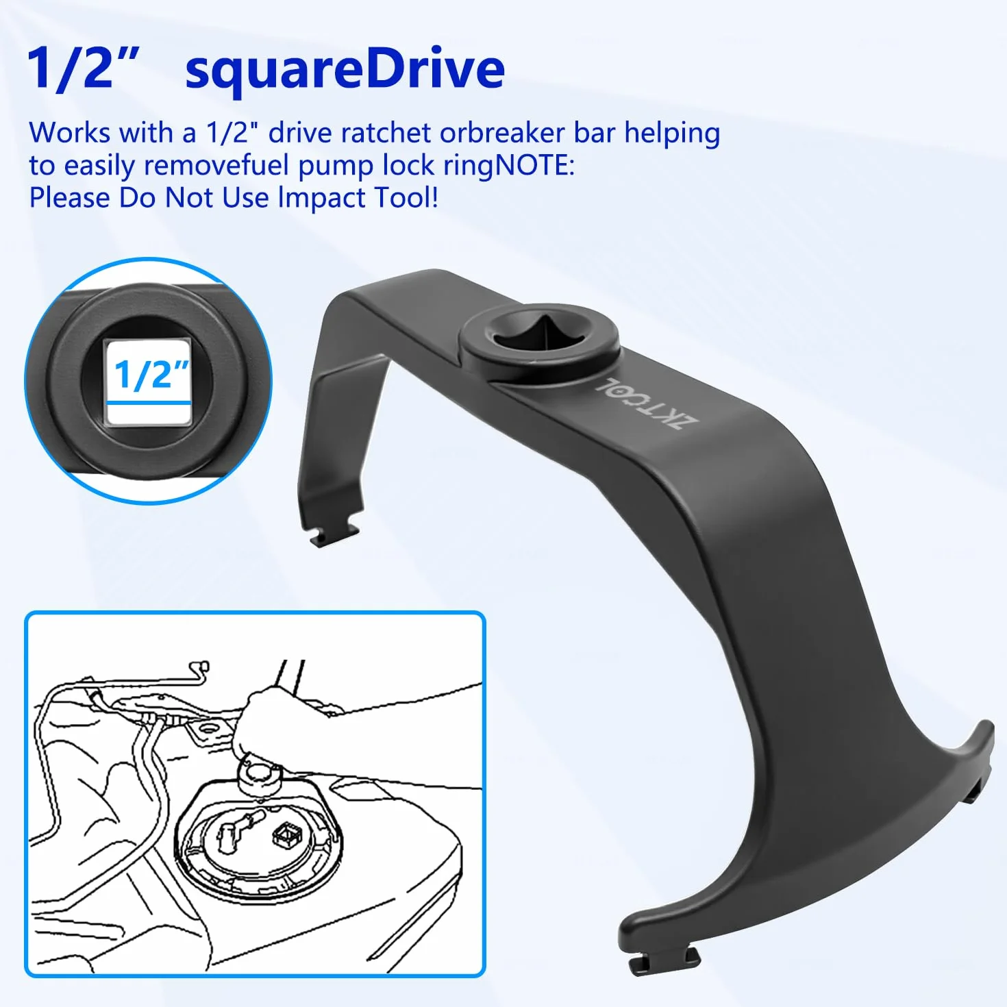 ZKTOOL 6599 Pierścień mocujący zamka zbiornika paliwa Narzędzie do demontażu i montażu przekaźników pompy paliwa Pasuje do Chrysler Dodge Ford Nissan Hyundai GM Jeep Wrangler Benz BMW Land Rover