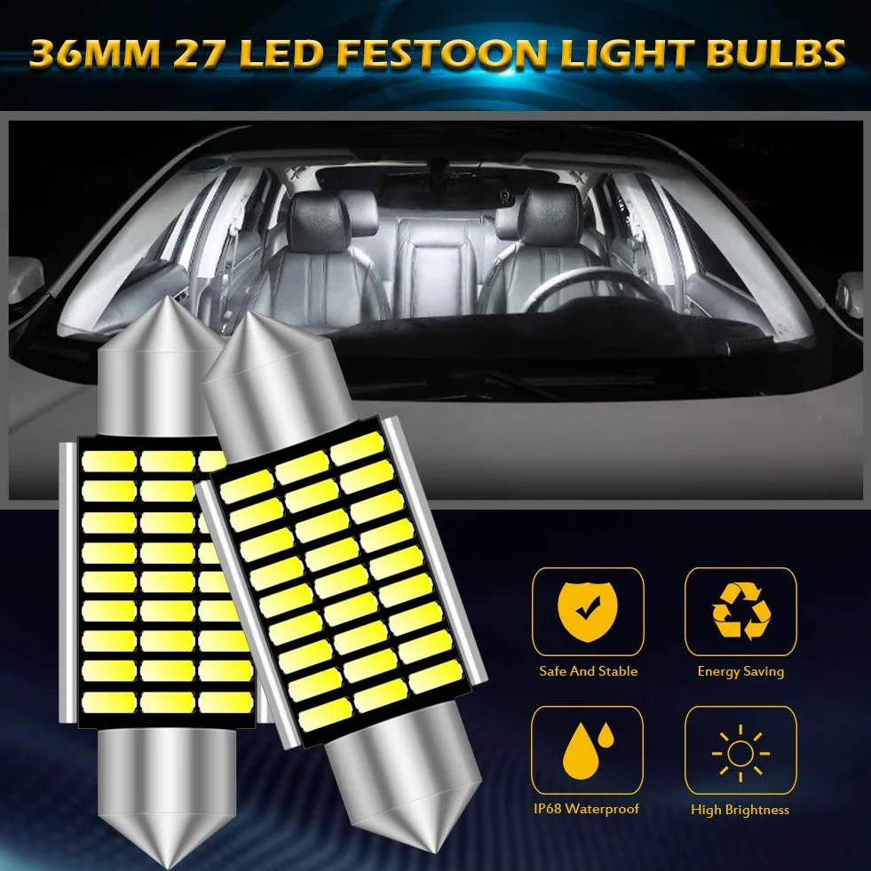 KATUR 36 mm Festoon C5W żarówki LED, 6000 K, białe światło, super jasne chipsety, Canbus, bez błędów, do 6418, 6461, 6486X, 6411, 6418, 6451, wewnętrzne oświetlenie tablicy rejestracyjnej (10 szt.,