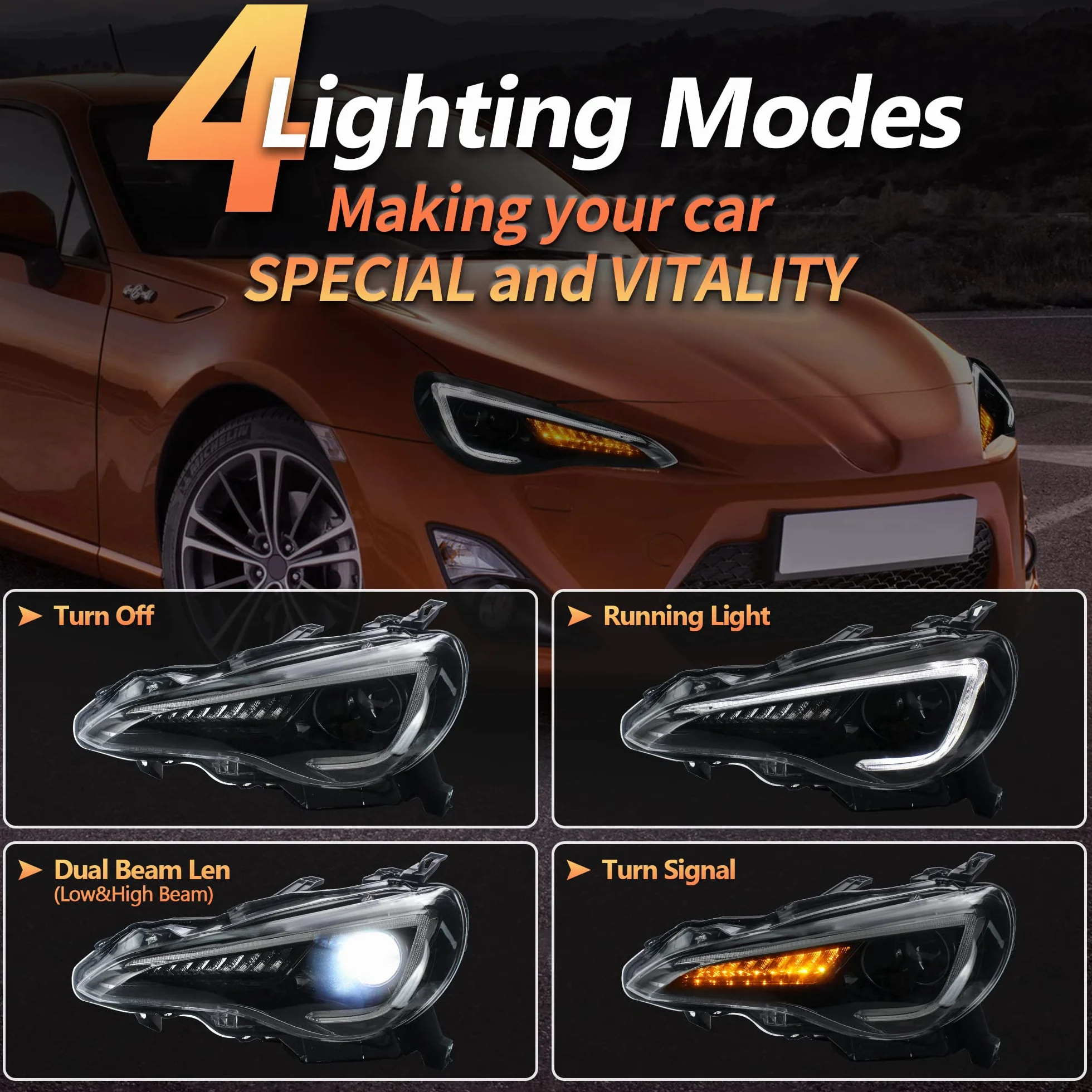 Reflektor LED VLAND do GT86 FT86 BRZ FR-S ZN6 2012-2018 Zestaw świateł przednich