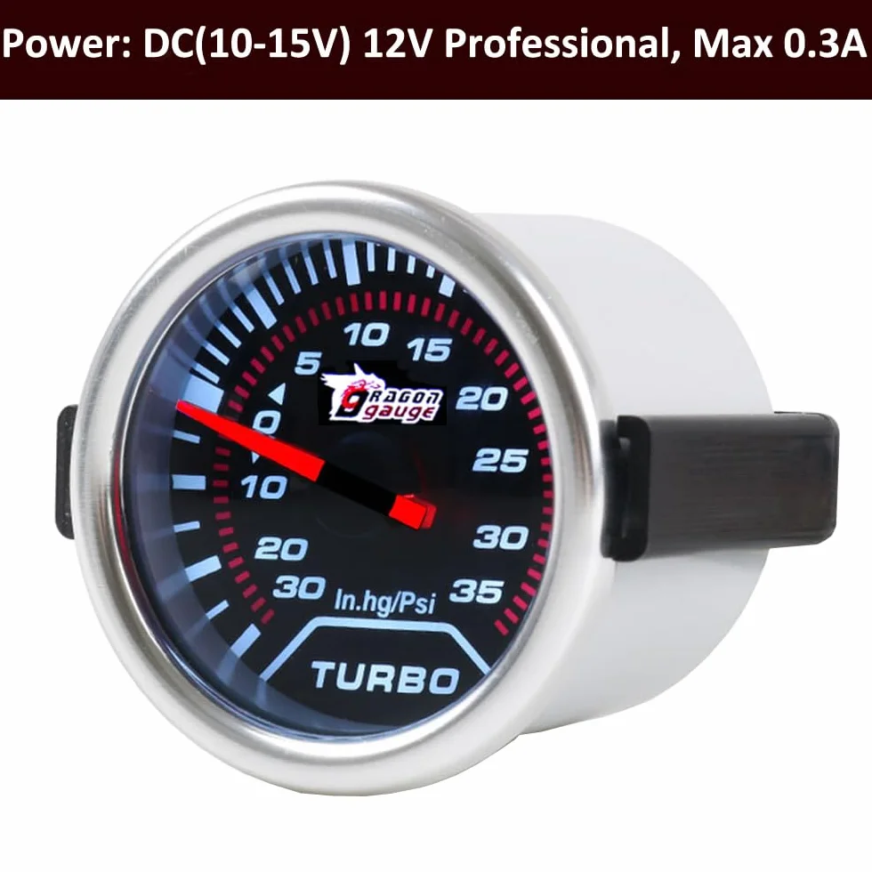 ETOPARS Uniwersalny Miernik Turbo Boost 2 Cal 52mm PSI Wskaźnik Biały