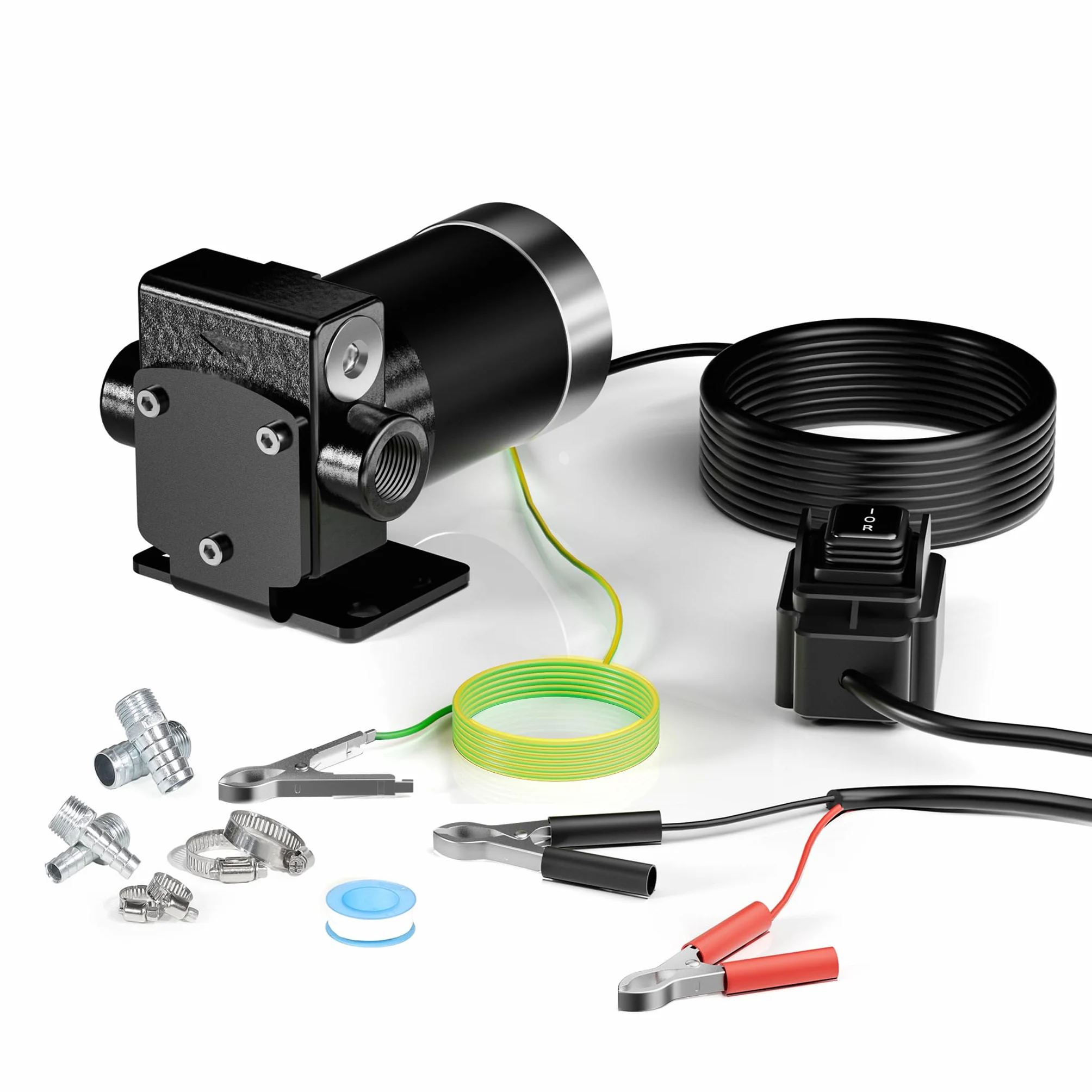 Wiltec Pompa do paliwa 12V DC 75W 14 l/min samozasysająca do oleju napędowego i benzyny 4200 obr/min