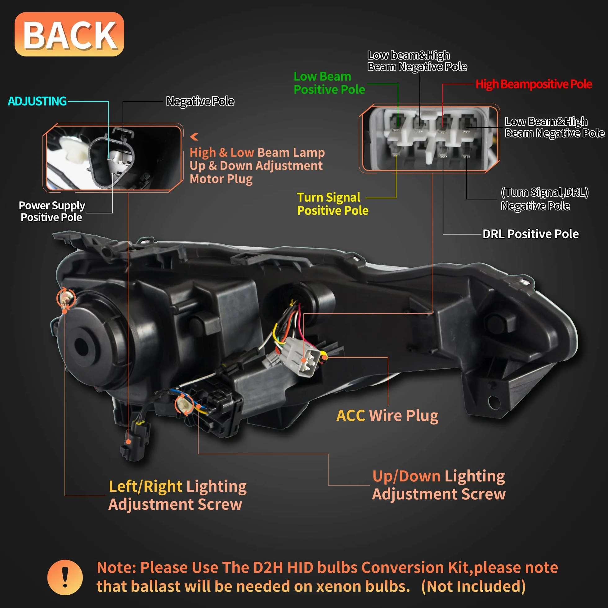Reflektor LED VLAND do GT86 FT86 BRZ FR-S ZN6 2012-2018 Zestaw świateł przednich