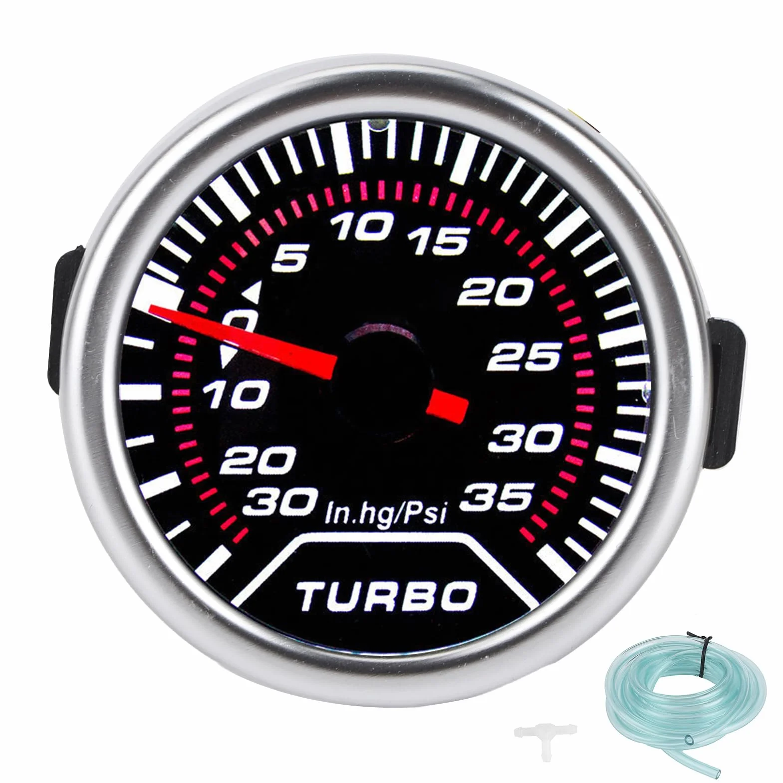 Bediffer Profesjonalny Manometr Turbo Boost 35PSI z przydymioną soczewką, Wskaźnik Turbo Boost 52 Mm do Tuningu Samochodów, Uniwersalny Miernik Ciśnienia do Pojazdów Wyczynowych