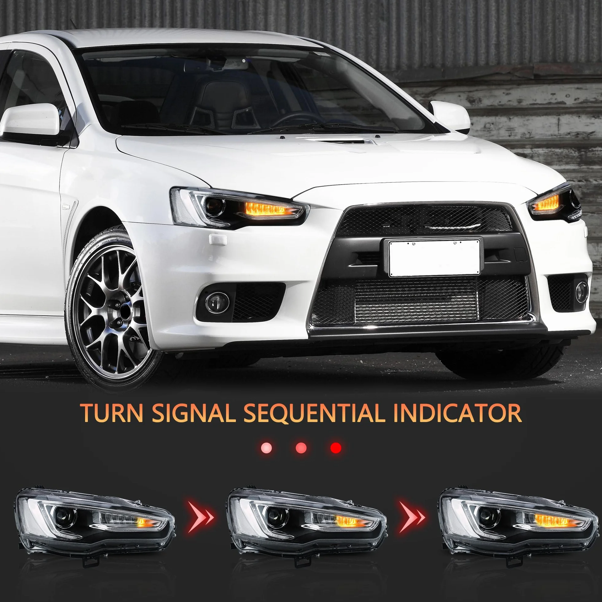 VLAND Reflektory LED DRL EVO X 2008-2018 przednie światła zestaw Angel Eyes