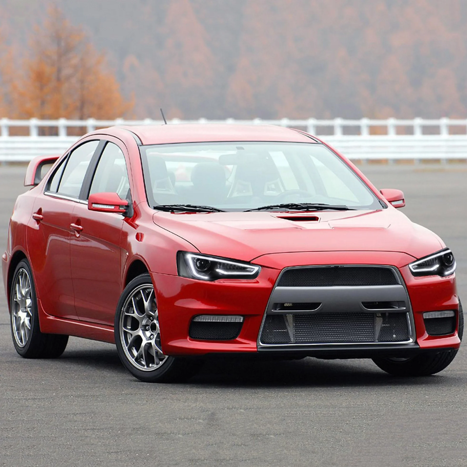 VLAND Reflektory LED DRL EVO X 2008-2018 przednie światła zestaw Angel Eyes