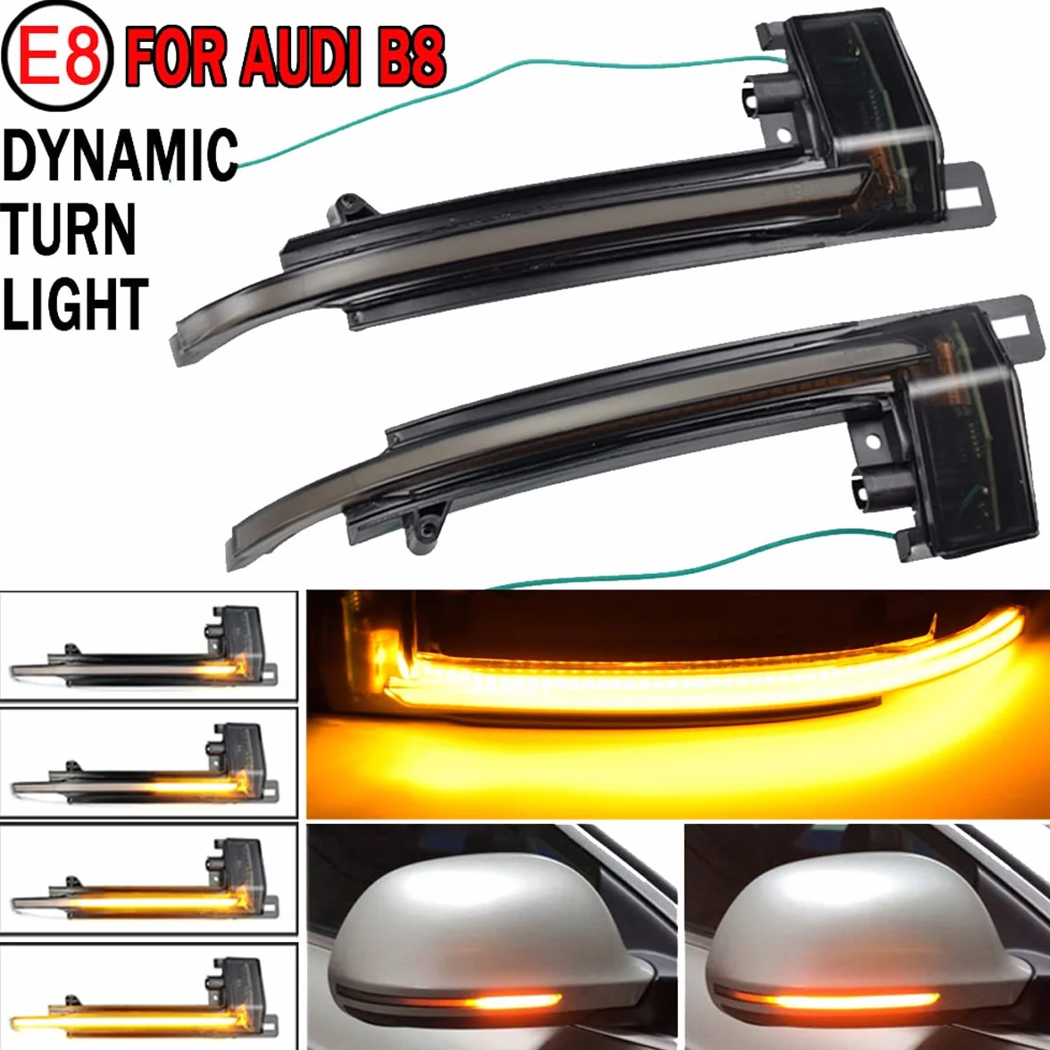 LED kierunkowskaz lusterko wsteczne przydymiona soczewka kompatybilny z Audi A3 8P A4 A5 B8 Q3 A6 S6 SQ3 A8 D3 8K