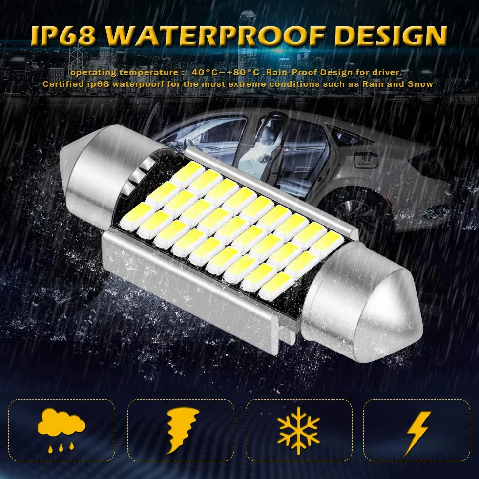 KATUR 36 mm Festoon C5W żarówki LED, 6000 K, białe światło, super jasne chipsety, Canbus, bez błędów, do 6418, 6461, 6486X, 6411, 6418, 6451, wewnętrzne oświetlenie tablicy rejestracyjnej (10 szt.,