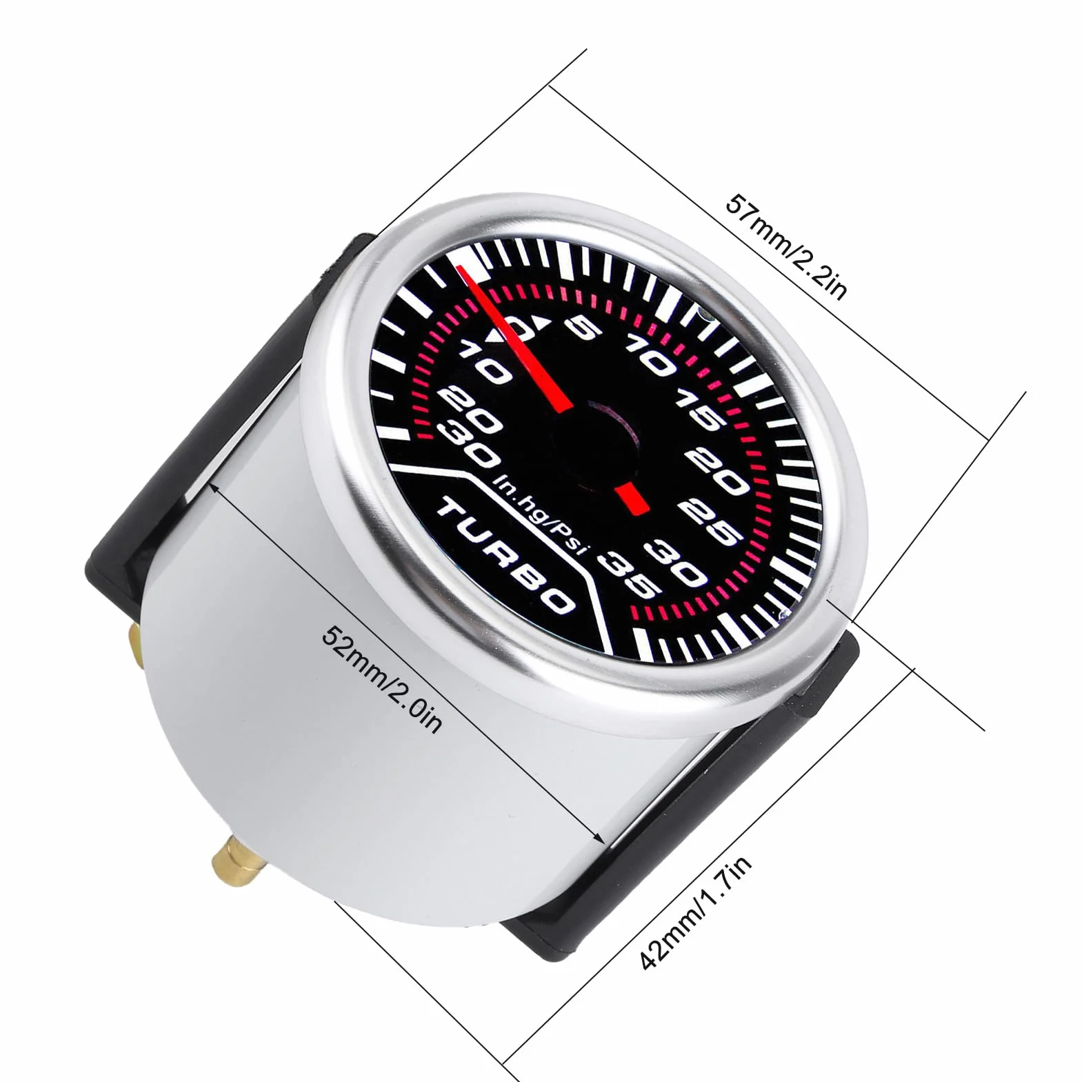 Bediffer Profesjonalny Manometr Turbo Boost 35PSI z przydymioną soczewką, Wskaźnik Turbo Boost 52 Mm do Tuningu Samochodów, Uniwersalny Miernik Ciśnienia do Pojazdów Wyczynowych