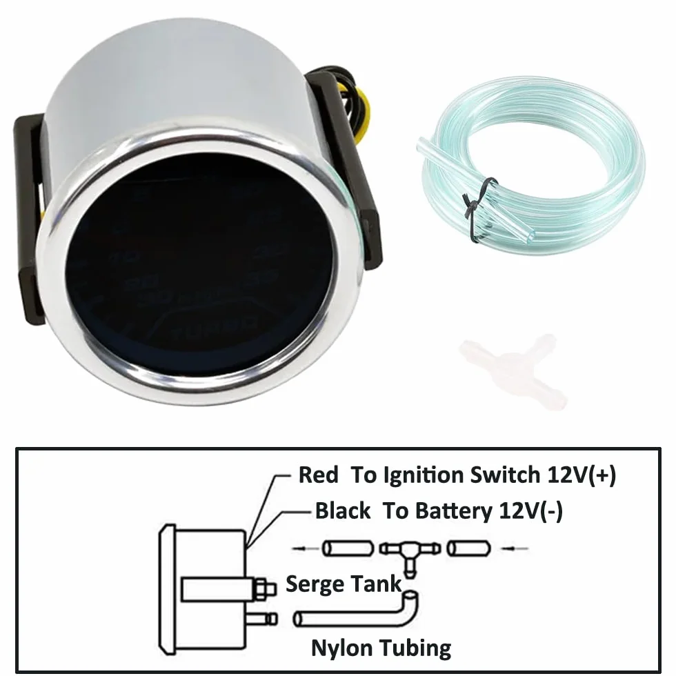 ETOPARS Uniwersalny Miernik Turbo Boost 2 Cal 52mm PSI Wskaźnik Biały