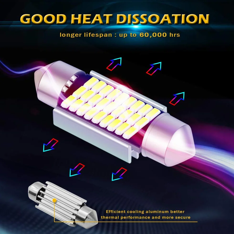 KATUR 36 mm Festoon C5W żarówki LED, 6000 K, białe światło, super jasne chipsety, Canbus, bez błędów, do 6418, 6461, 6486X, 6411, 6418, 6451, wewnętrzne oświetlenie tablicy rejestracyjnej (10 szt.,