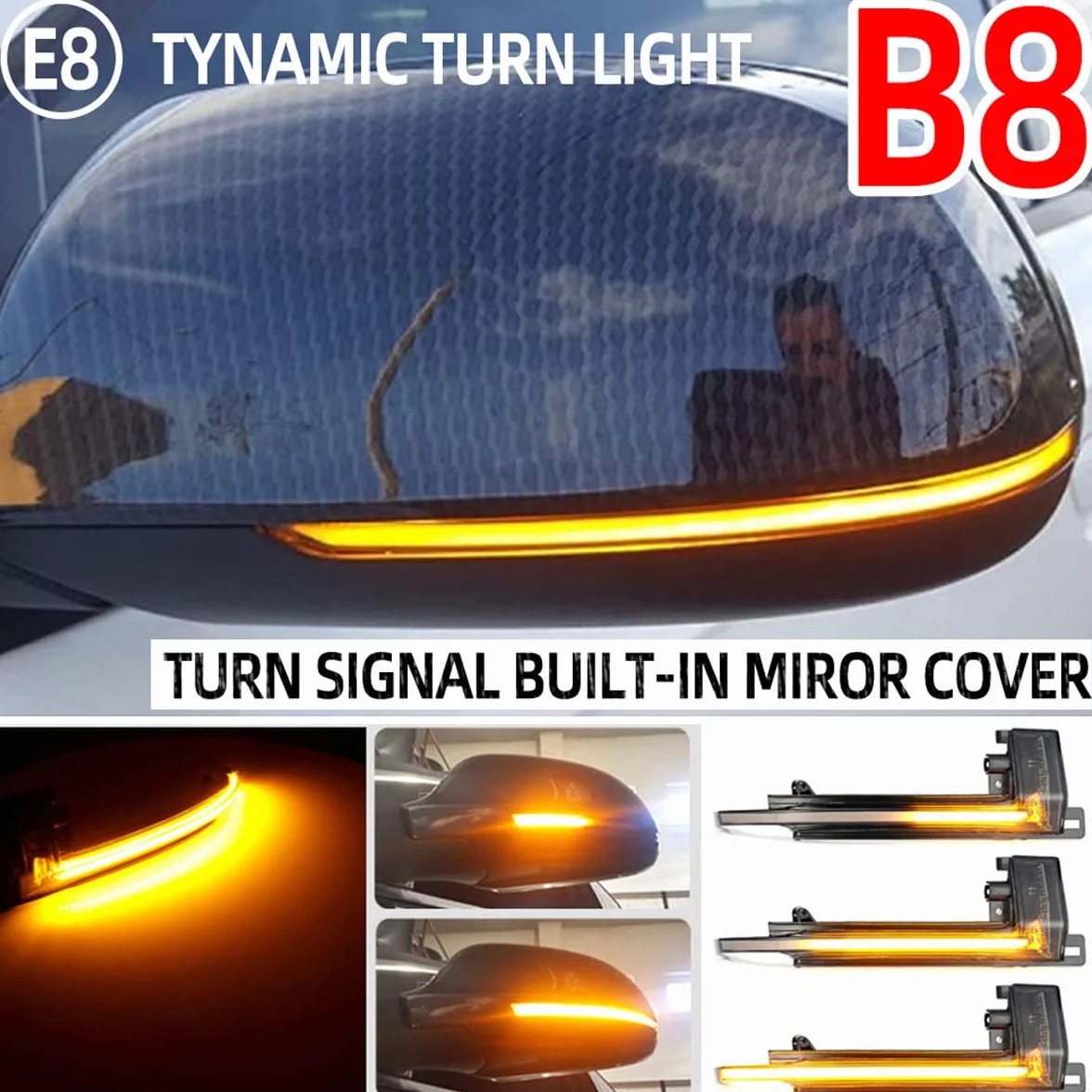LED kierunkowskaz lusterko wsteczne przydymiona soczewka kompatybilny z Audi A3 8P A4 A5 B8 Q3 A6 S6 SQ3 A8 D3 8K