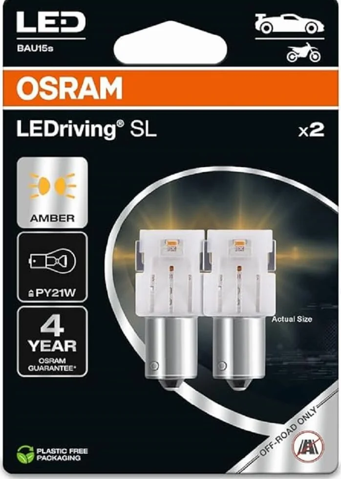 OSRAM LEDriving SL, PY21W, bursztynowy, podwójny blister (2 lampy), LED Retrofit, tylko do użytku terenowego