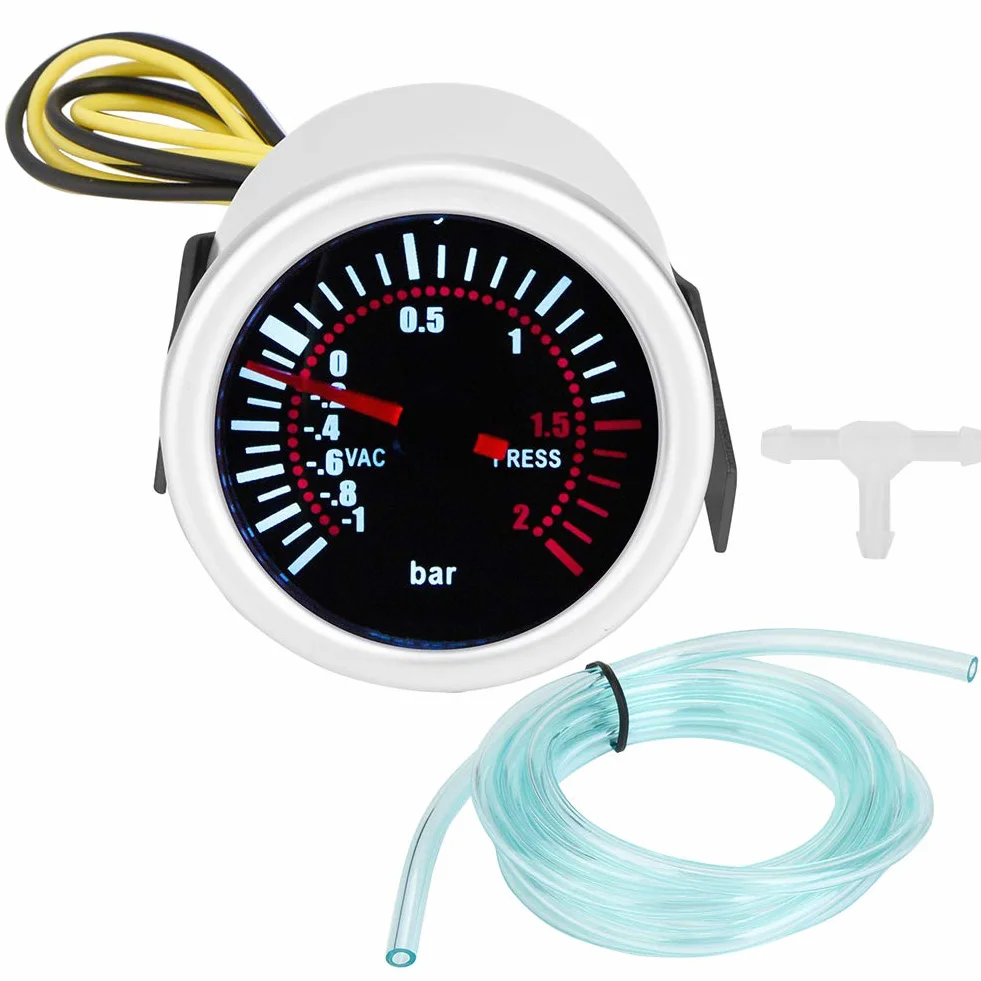 Qiilu 2" samochodowy Turbo Boost Gauge, uniwersalny 12 V LED cyfrowy miernik turboost PSI